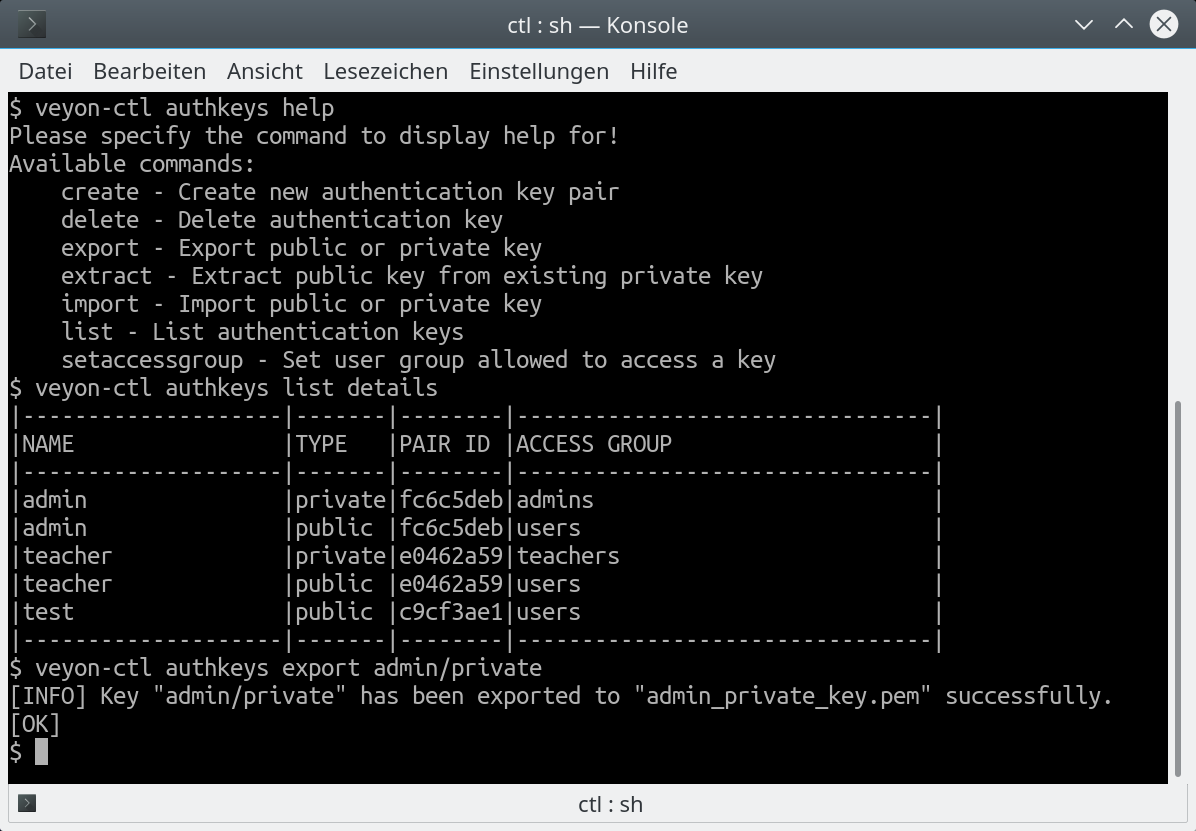 authkeys command line interface